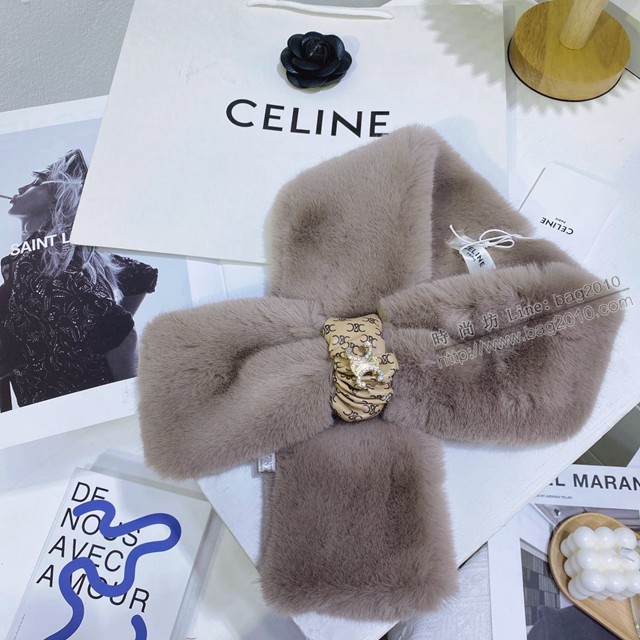 Celine纖維毛皮草超級保暖圍巾圍脖 賽琳2021秋冬百搭圍脖  mmj1678